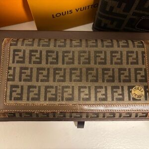 Fendi Brown and Tan Monogram Wallet